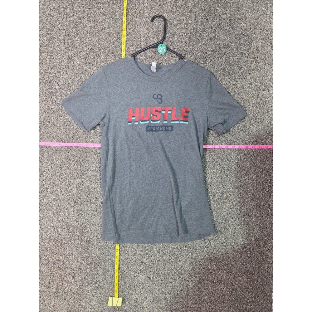 Bella + Canvas Graphic Tee Mens M Gray Hustle From Home Short Sleeve Shirt - Picture 2 of 4